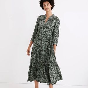 Madewell Green Floral Midi Maxi Dress